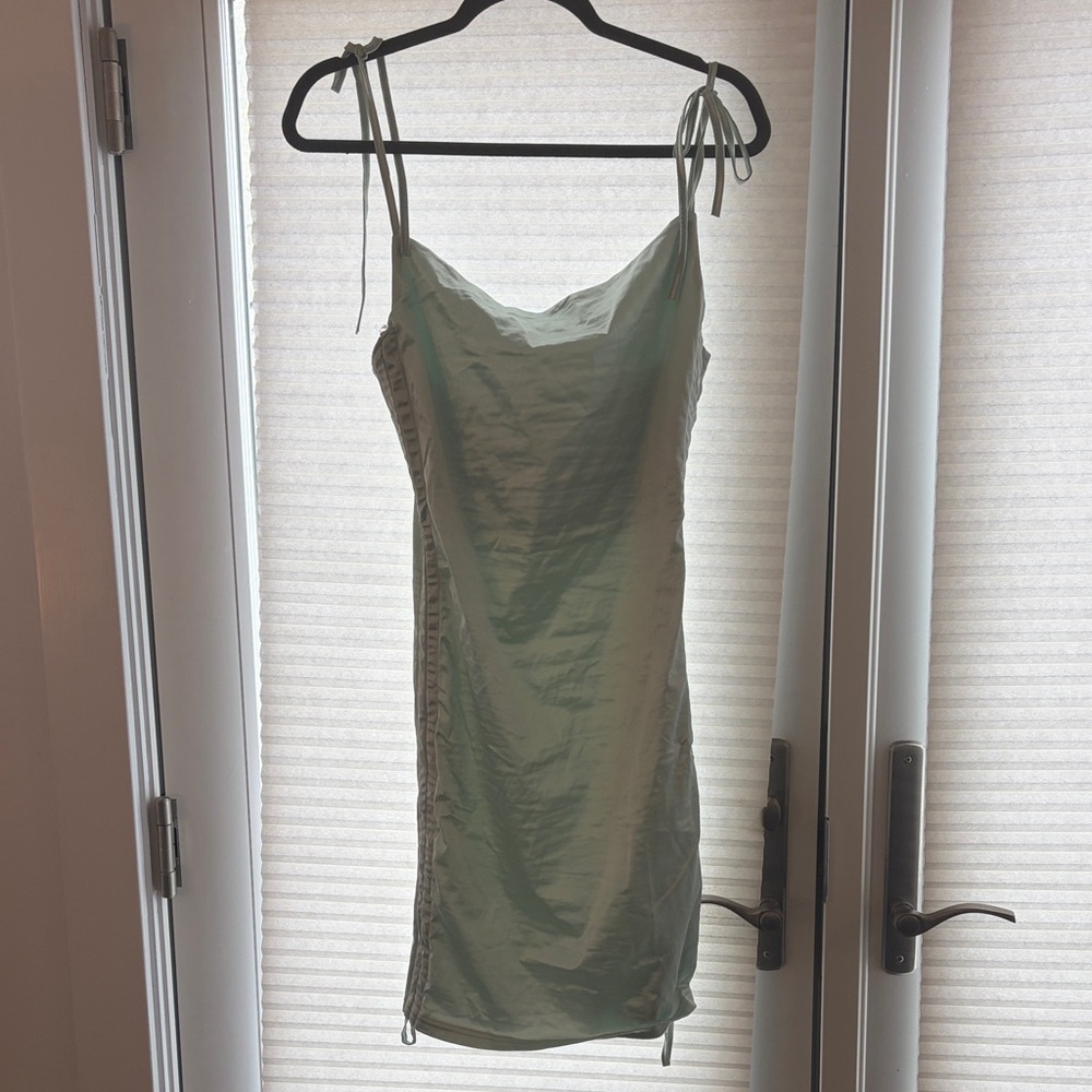 Light Sage Green Tie-Strap Slip Dress